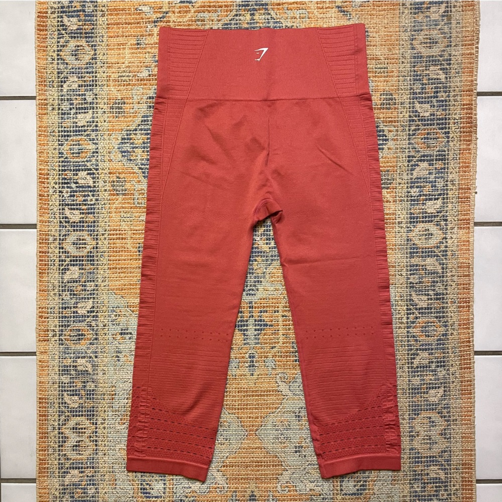 Orange/Pink/Coral Gymshark Crop Leggings Capris Large - Picture 3 of 7